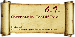 Ohrenstein Teofánia névjegykártya